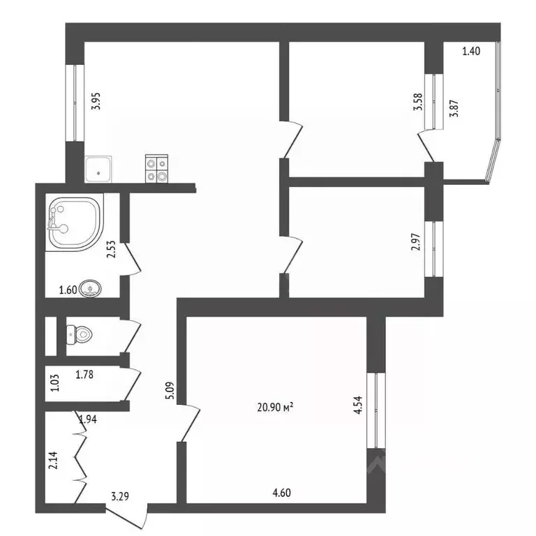 3-к кв. Тюменская область, Тюмень Широтная ул., 181 (94.1 м) - Фото 1