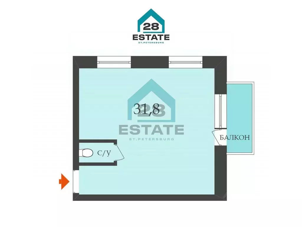 1-к кв. Санкт-Петербург ул. Нахимова, 12 (31.8 м) - Фото 2