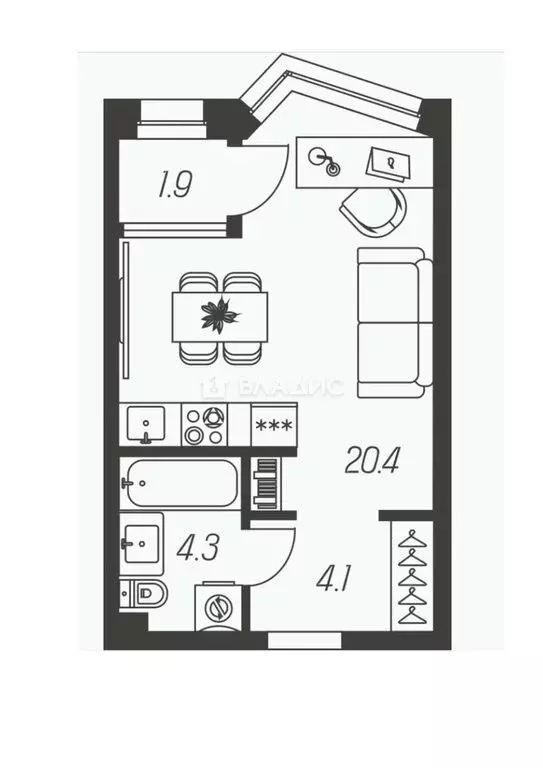 Квартира-студия: Тула, улица Михеева, 9 (30.7 м) - Фото 1
