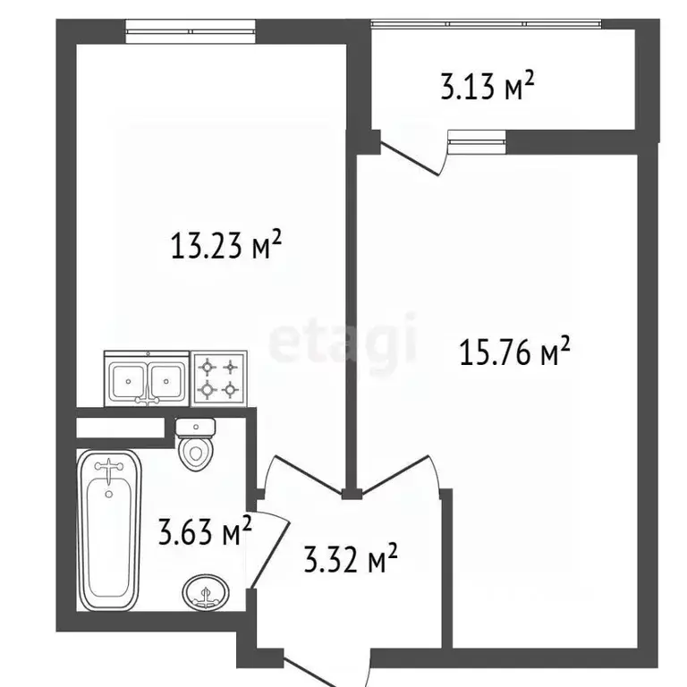 1-к кв. Санкт-Петербург ул. Чирикова, 5 (35.94 м) - Фото 2