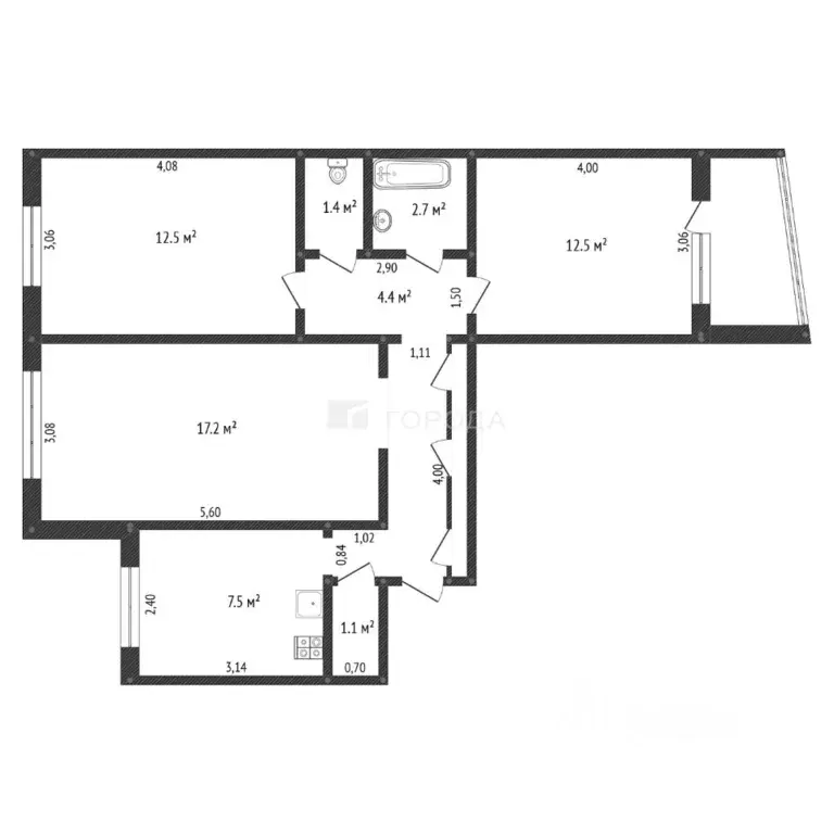 3-к кв. Алтайский край, Барнаул ул. Матросова, 12 (65.5 м) - Фото 1