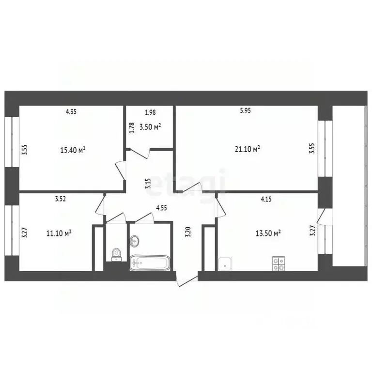 3-к кв. Чувашия, Чебоксары ул. Маршака, 8к1 (36.5 м) - Фото 2