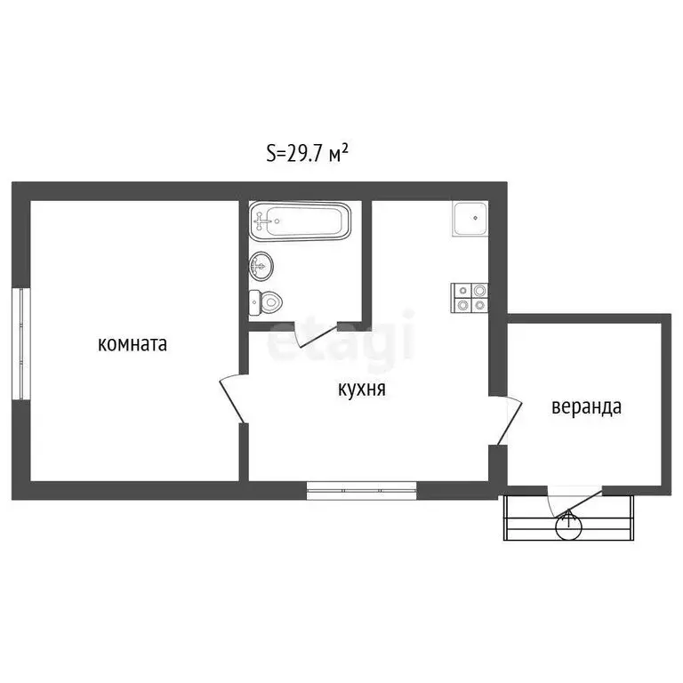 1-комнатная квартира: Ялуторовск, улица Свободы, 200 (29.7 м) - Фото 1