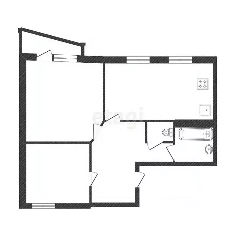 2-к кв. Белгородская область, Белгород ул. Есенина, 8 (51.4 м) - Фото 2