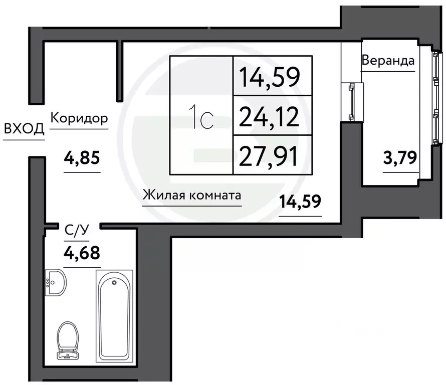 Студия Самарская область, Самара Корабельная ул., 13 (27.91 м) - Фото 0