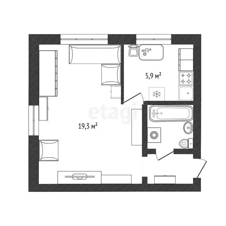 1-комнатная квартира: Белгород, Белгородский проспект, 38А (30 м) - Фото 1