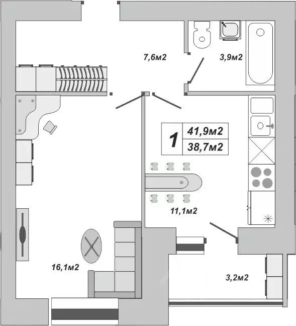 1-к кв. Тамбовская область, Тамбов ул. Чичерина, 7/1к3 (41.9 м) - Фото 1