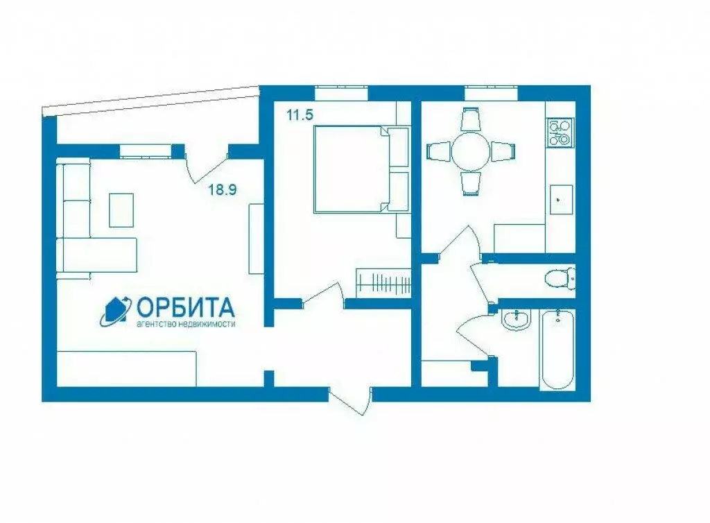 2-комнатная квартира: Тюмень, улица Федюнинского, 7 (50 м) - Фото 1