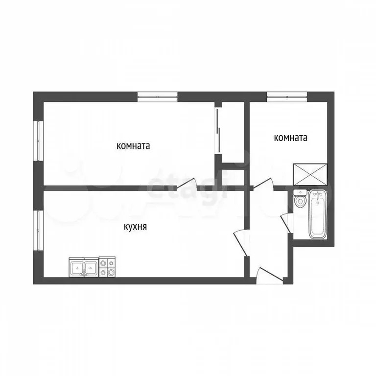 2-к. квартира, 34,2 м, 1/3 эт. - Фото 0