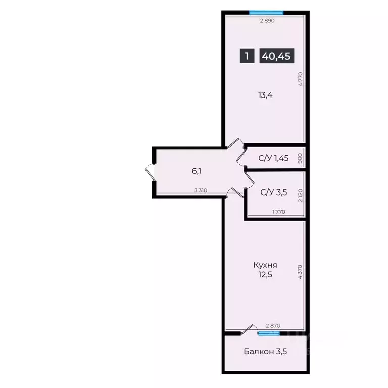 1-к кв. Ставропольский край, Ставрополь ул. Южный обход, 53В (40.45 м) - Фото 1