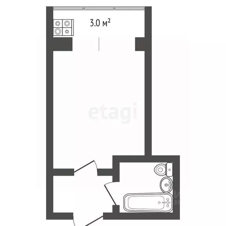 Студия Тюменская область, Тюмень Шаимский проезд, 9 (13.0 м) - Фото 1