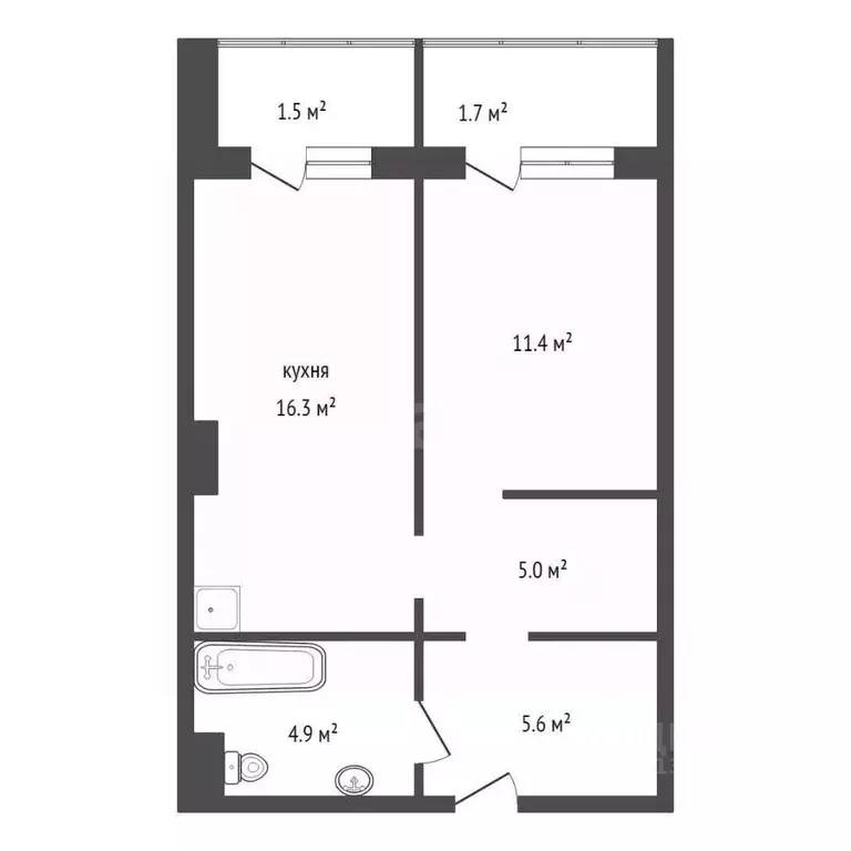 1-к кв. Красноярский край, Красноярск ул. Калинина, 15 (43.2 м) - Фото 2