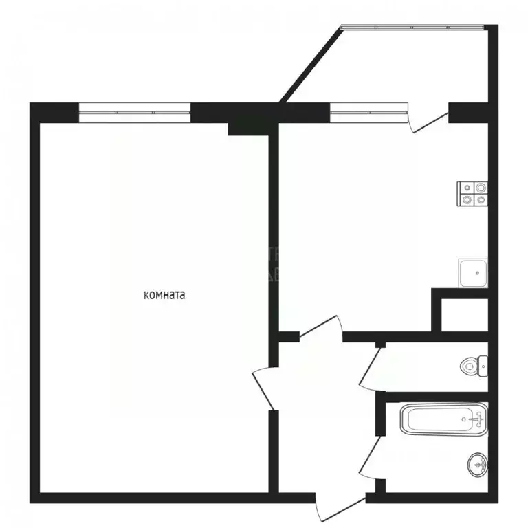 1-к кв. Тюменская область, Тюмень ул. Андрея Бушуева, 6 (42.4 м) - Фото 2