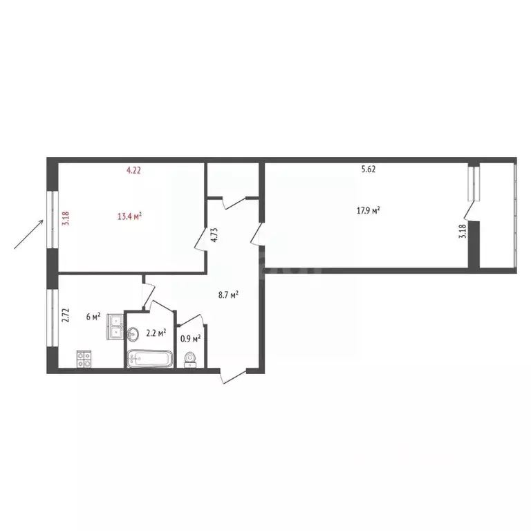 Комната Санкт-Петербург просп. Художников, 33К1 (13.4 м) - Фото 2