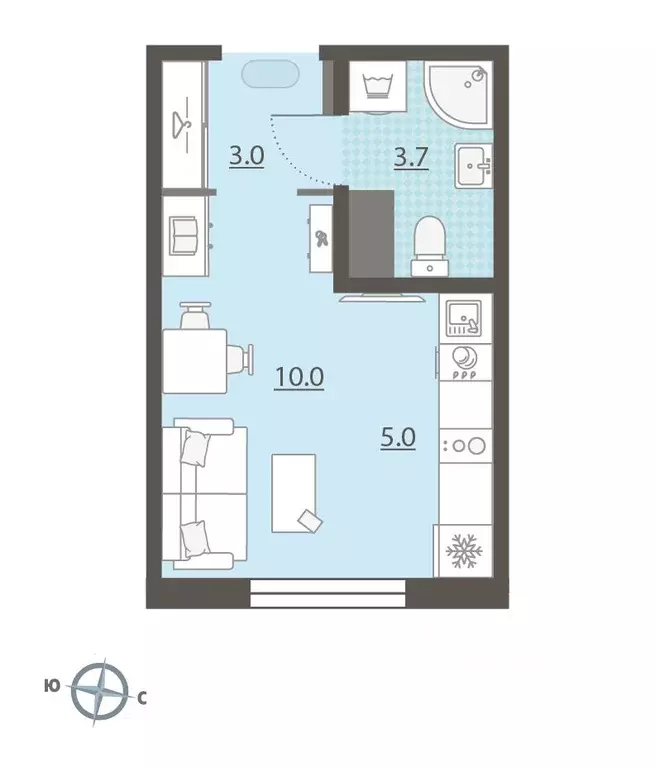 Студия Свердловская область, Екатеринбург Комсомольский жилрайон, ... - Фото 2