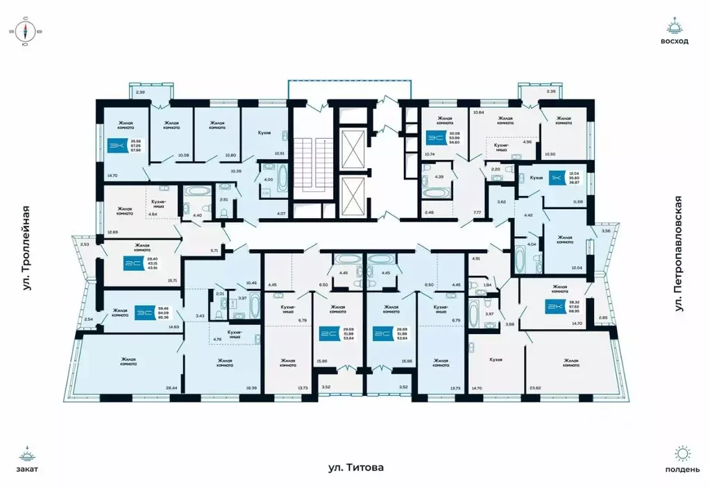 3-к кв. Новосибирская область, Новосибирск ул. Титова, 48 (67.98 м) - Фото 1