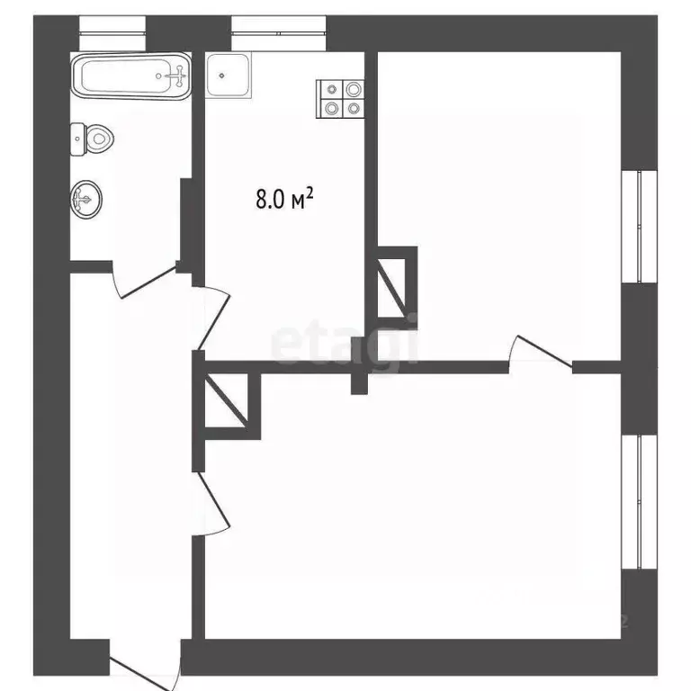 2-к кв. Вологодская область, Вологда Октябрьская ул., 57 (42.0 м) - Фото 2