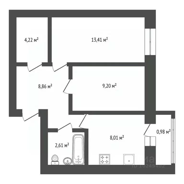 2-к кв. Башкортостан, Уфа ул. Бородинская, 24 (47.0 м) - Фото 2