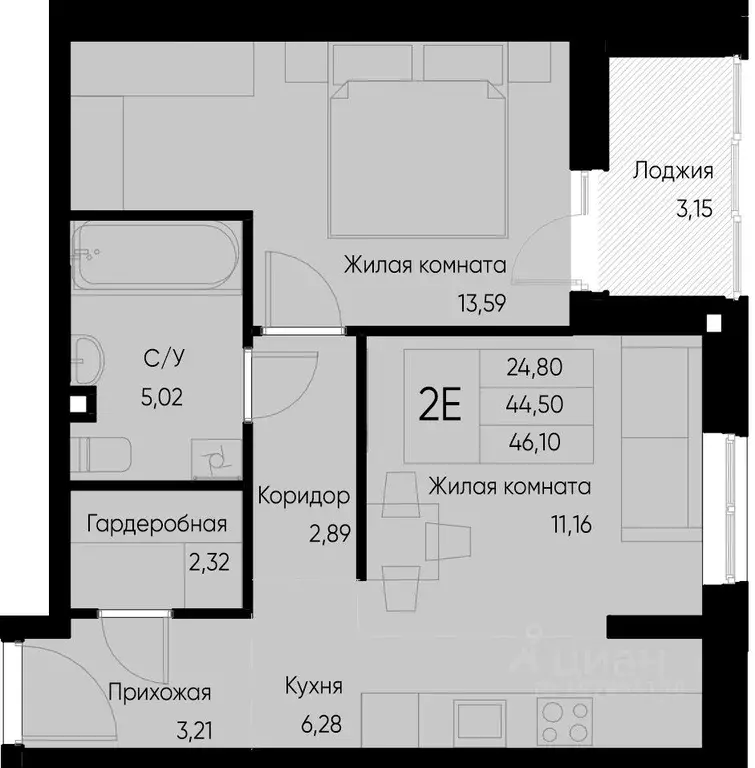 2-к кв. Татарстан, Зеленодольский район, Васильево муниципальное ... - Фото 0