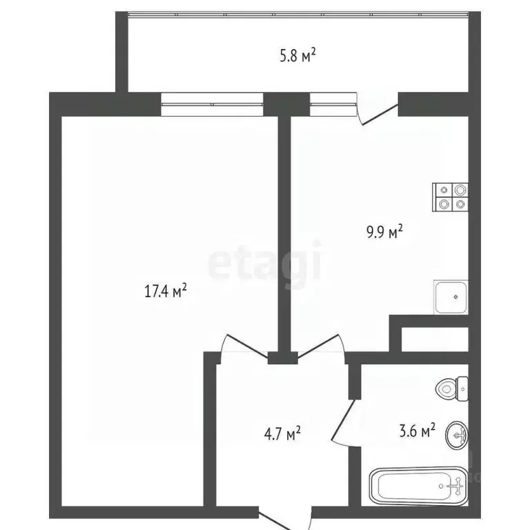 1-к кв. Тюменская область, Тюмень ул. Дмитрия Менделеева, 2к2 (35.9 м) - Фото 1