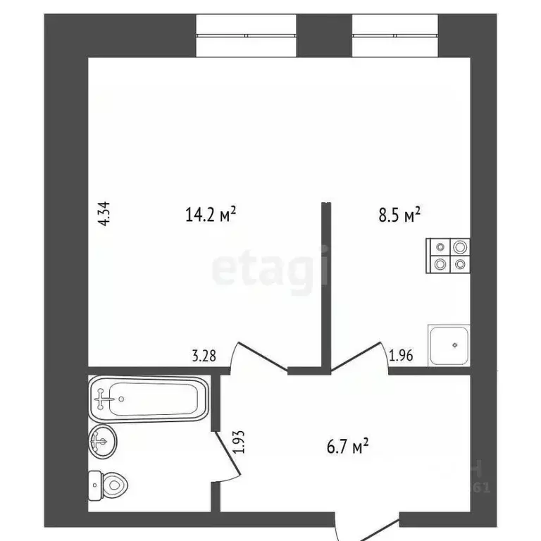 1-к кв. Томская область, Томский район, д. Кисловка, Северный мкр ул. ... - Фото 1