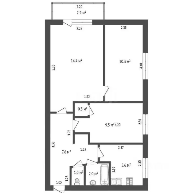 3-к кв. Башкортостан, Стерлитамак ул. Ибрагимова, 18 (50.9 м) - Фото 2