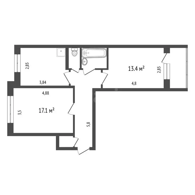 2-комнатная квартира: Сосновоборск, улица Энтузиастов, 21 (55.1 м) - Фото 1
