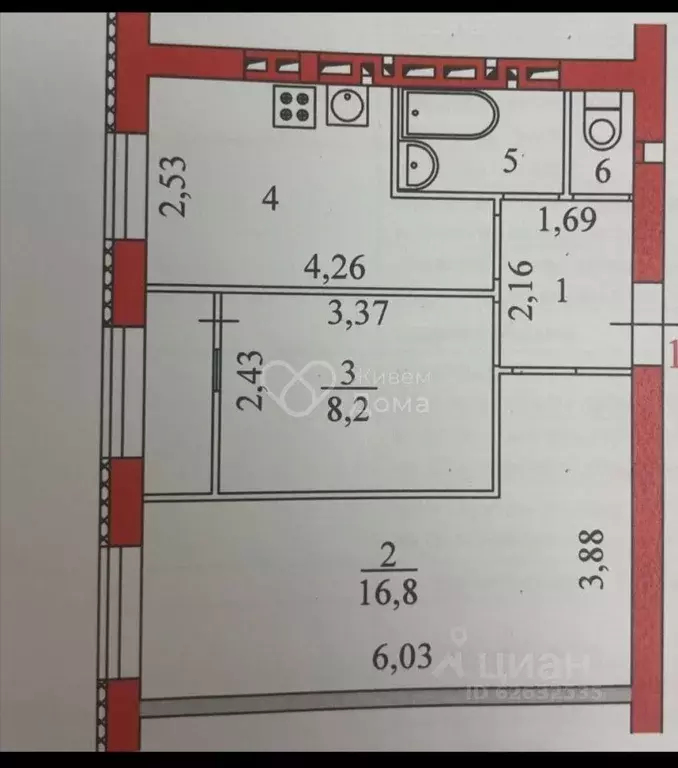 2-к кв. Волгоградская область, Волгоград ул. Ломоносова, 16 (41.1 м) - Фото 2