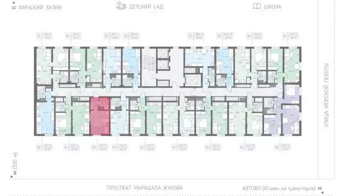 Квартира-студия, 22,1 м, 4/23 эт. - Фото 1