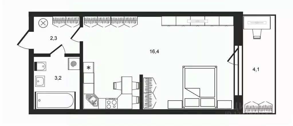 Студия Санкт-Петербург ул. Маршала Тухачевского, 23 (21.0 м) - Фото 1