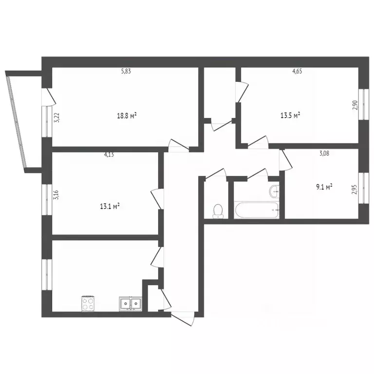 4-к кв. Ханты-Мансийский АО, Сургут ул. Дзержинского, 14В (87.3 м) - Фото 1