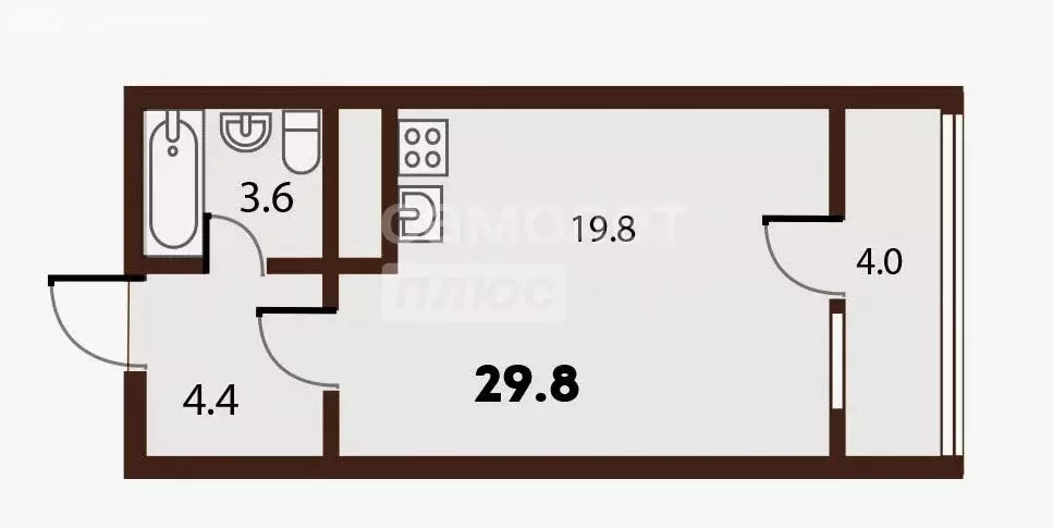 Квартира-студия: Липецк, Индустриальная улица, 90/1 (29.8 м) - Фото 0