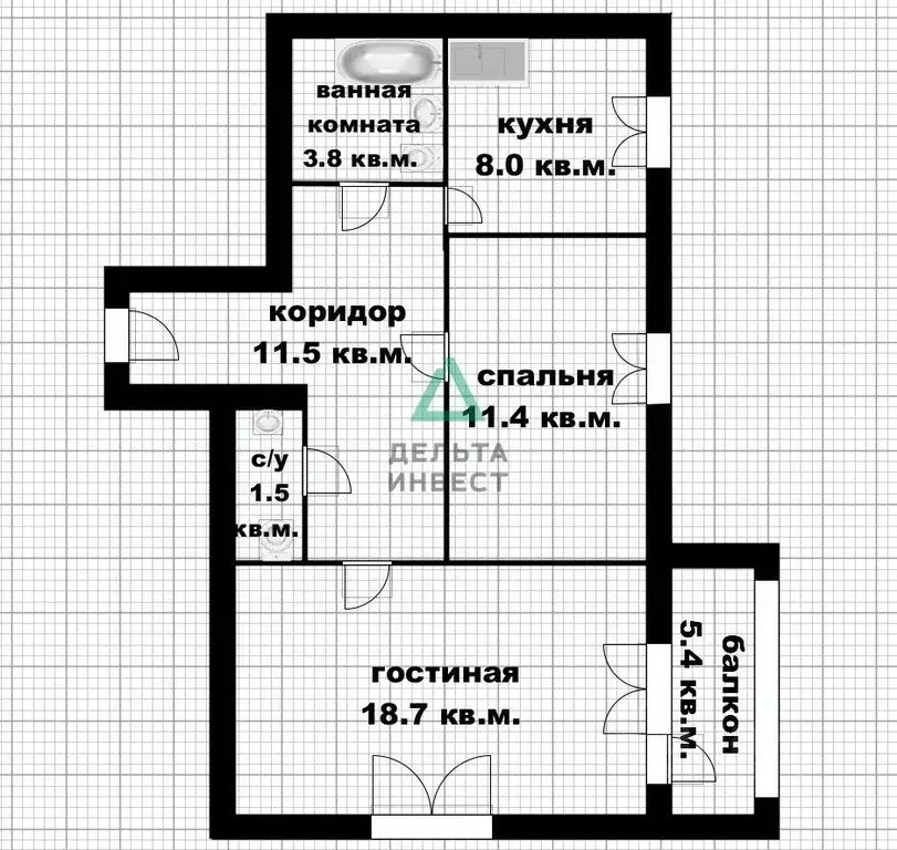 2-к кв. Башкортостан, Уфа ул. Цюрупы, 158/2 (59.5 м) - Фото 2