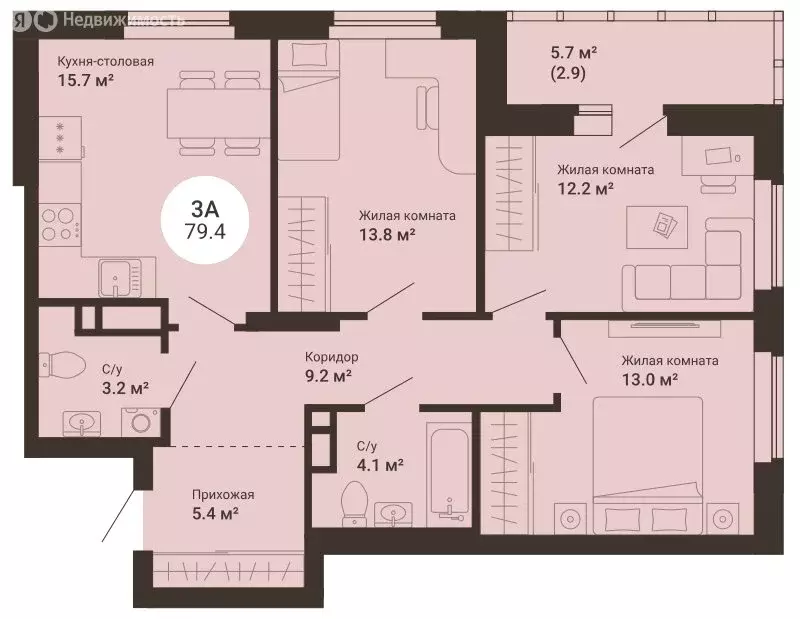 3-комнатная квартира: Екатеринбург, 2-я Новосибирская улица (79.4 м) - Фото 0