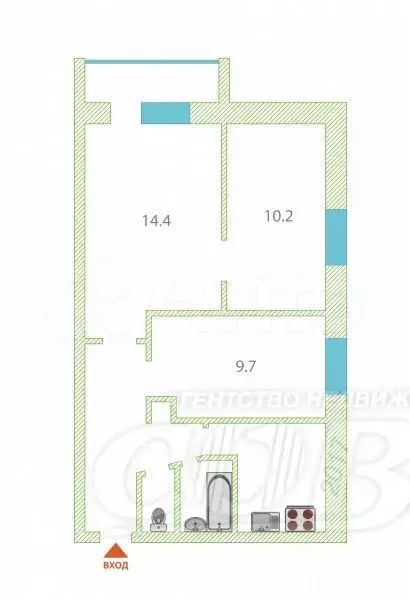 3-к. квартира, 50,8 м, 3/5 эт. - Фото 0