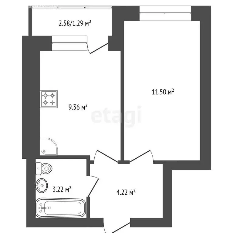 1-комнатная квартира: Калининград, Минусинская улица, 9 (28.3 м) - Фото 0