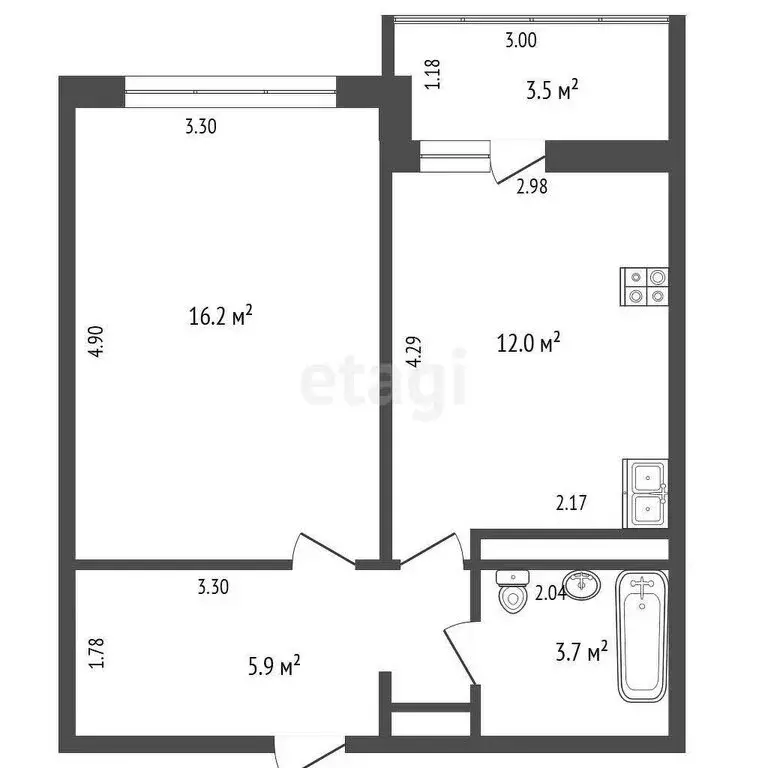 1-комнатная квартира: Тюмень, улица Николая Зелинского, 19 (39 м) - Фото 0