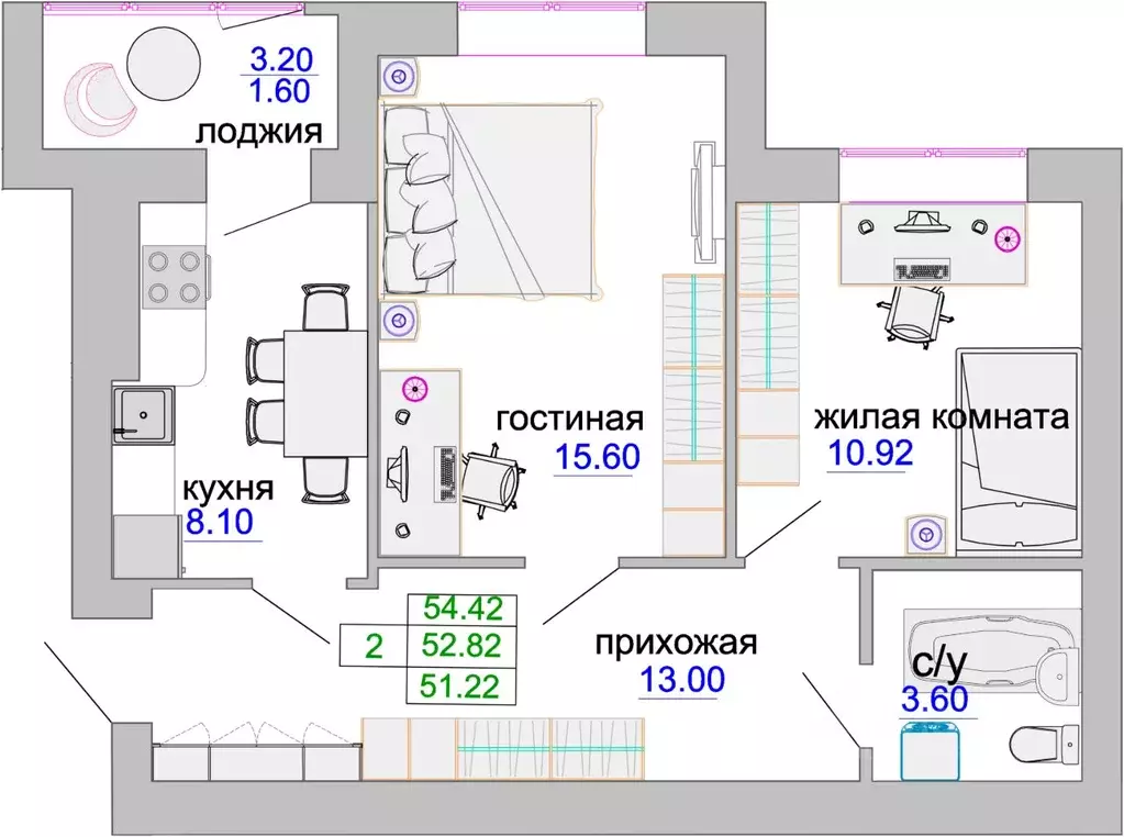 2-к кв. Калининградская область, Зеленоградск ул. Тургенева, 16А (54.0 ... - Фото 0