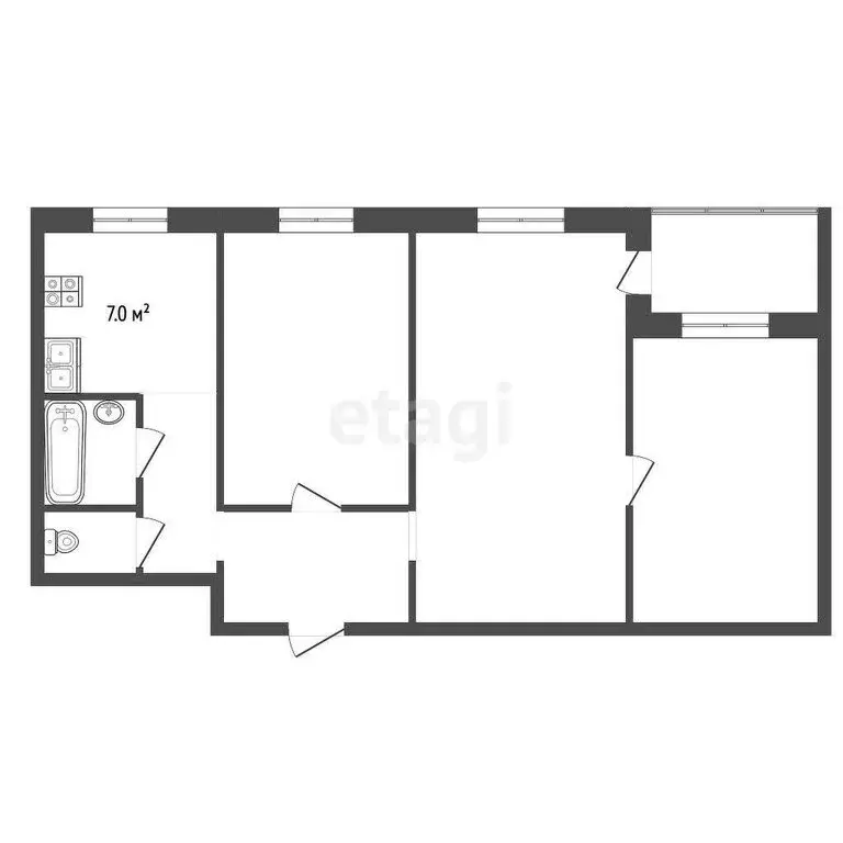 3-комнатная квартира: Саратов, Тульская улица, 1 (57 м) - Фото 0