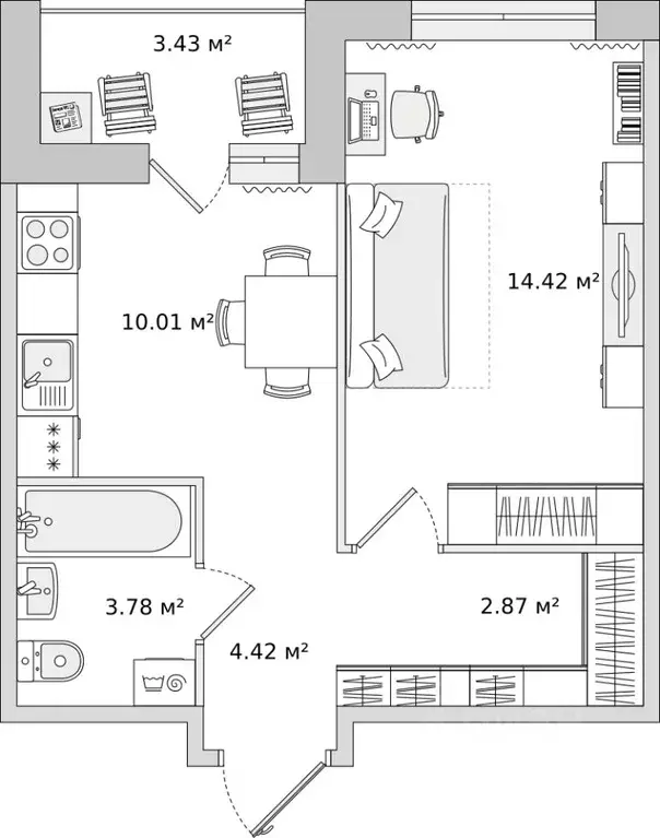 1-к кв. Санкт-Петербург ул. Плесецкая, 24 (38.93 м) - Фото 0