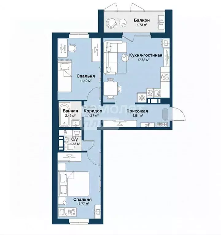 3-к кв. Челябинская область, Челябинский городской округ, пос. ... - Фото 2