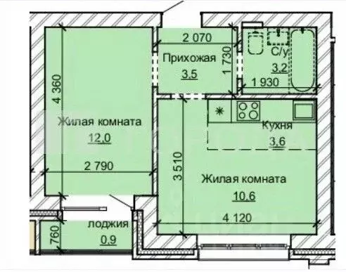 1-к кв. Алтайский край, Барнаул ул. Анатолия, 304 (33.8 м) - Фото 1