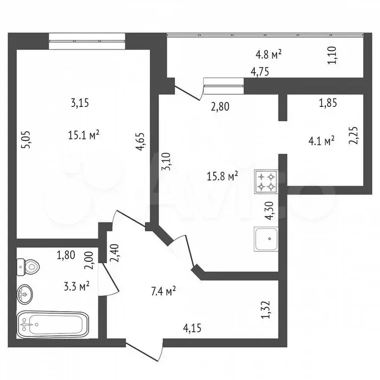 1-к. квартира, 47 м, 7/9 эт. - Фото 0