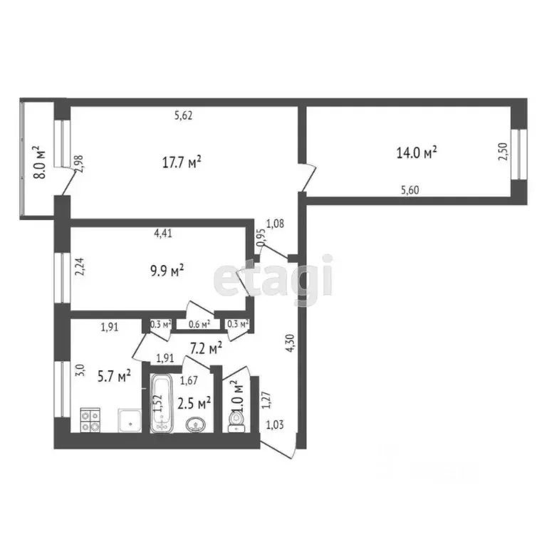 3-к кв. Калининградская область, Зеленоградск Автодорожная ул., 1 ... - Фото 2
