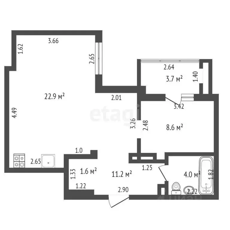 1-к кв. Ростовская область, Ростов-на-Дону Портовая ул., 277 (52.5 м) - Фото 1