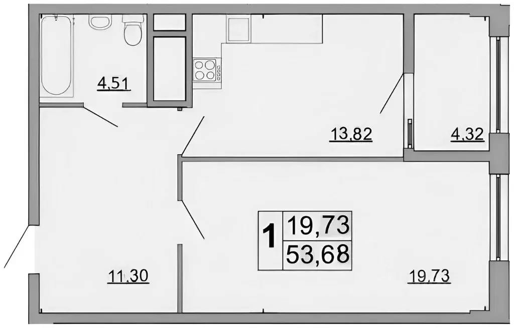 1-к кв. Белгородская область, Белгород ул. Есенина, 9к3 (53.0 м) - Фото 1
