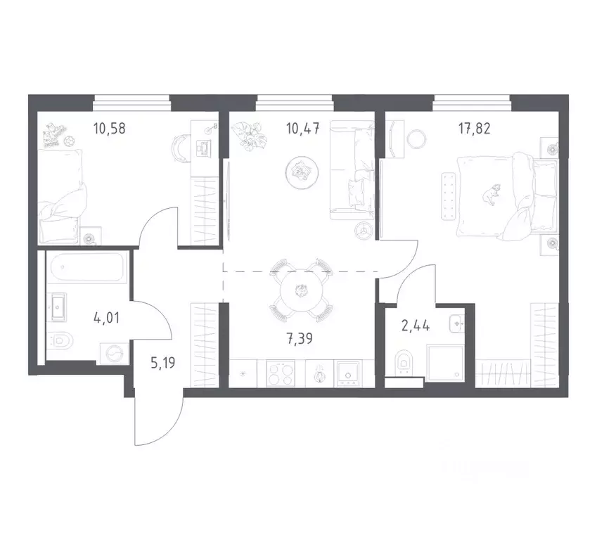 2-к кв. Башкортостан, Уфа ул. Минигали Губайдуллина, 8к9 (57.9 м) - Фото 1