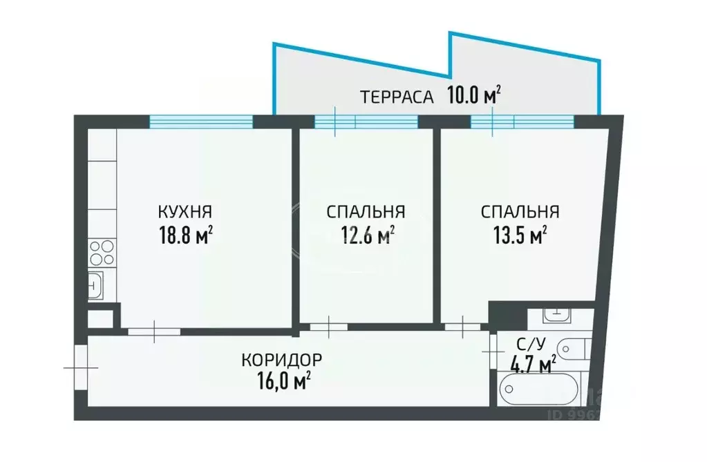 2-к кв. Калининградская область, Светлогорск ул. Верещагина, 10 (75.0 ... - Фото 2