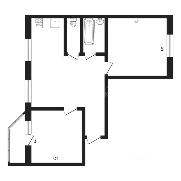 2-к кв. Тюменская область, Тюмень ул. Николая Ростовцева, 2 (73.0 м) - Фото 2