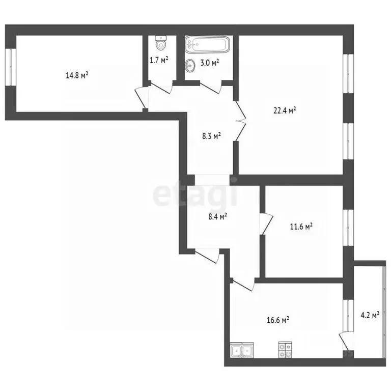 3-к кв. Самарская область, Самара ул. Металлистов, 53 (89.0 м) - Фото 2
